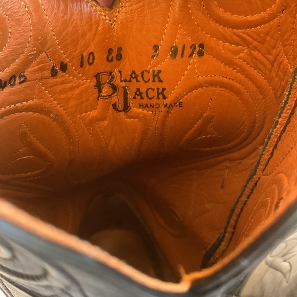 Black Jack Men’s Ranch Hand Almond Toe Leather Boots in Black - Picture 9 of 11